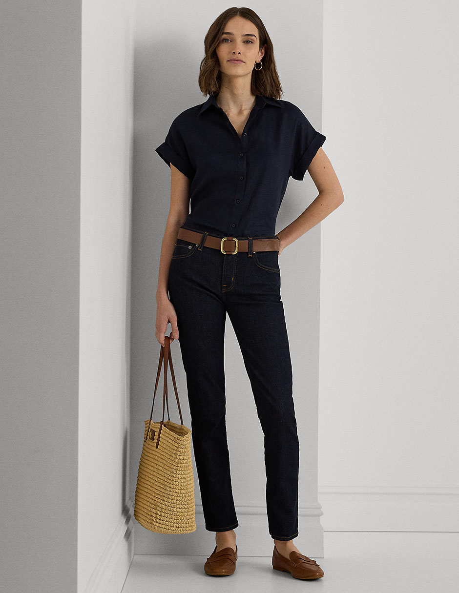 Jeans slim corte cintura para mujer 2