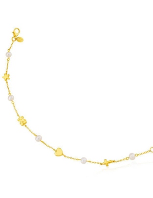 Brazalete de oro amarillo con perla 18 k Sweet Dolls Xxs con acabado brillante 1