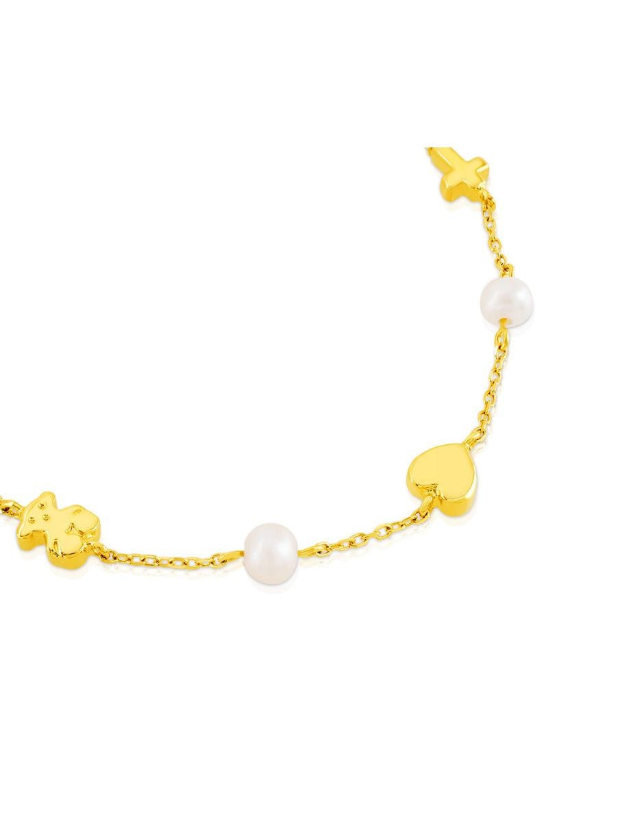 Brazalete de oro amarillo con perla 18 k Sweet Dolls Xxs con acabado brillante