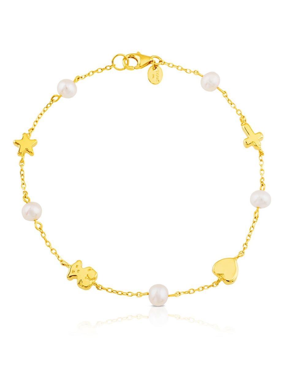Brazalete de oro amarillo con perla 18 k Sweet Dolls Xxs con acabado brillante 3