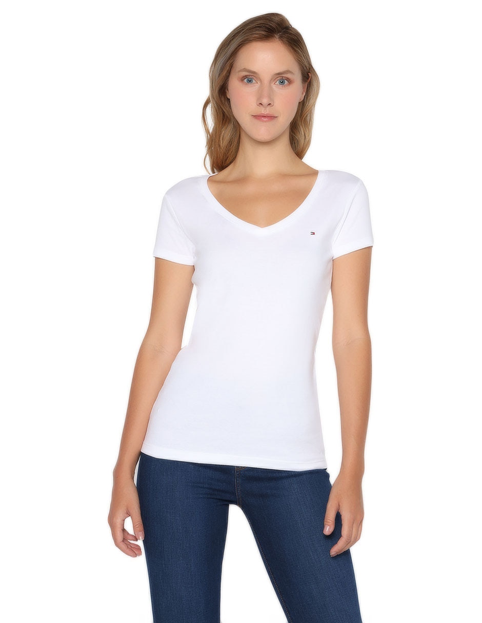 Playera manga corta cuello v mujer 2