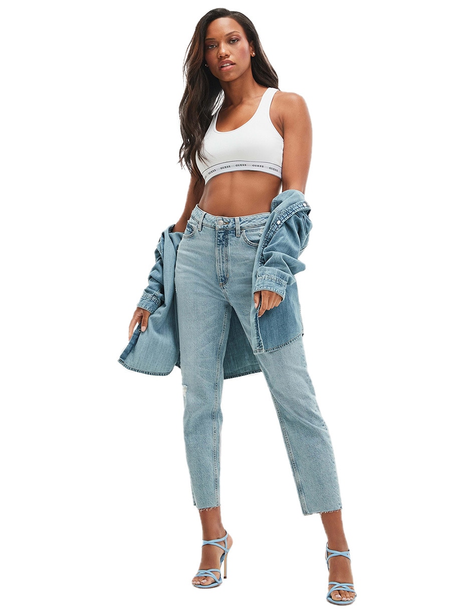 Jeans mom corte cintura para mujer 2