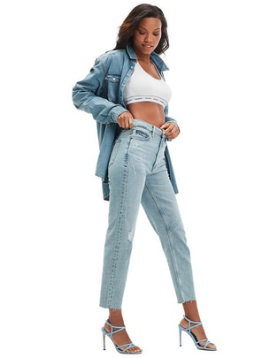 Jeans mom corte cintura para mujer