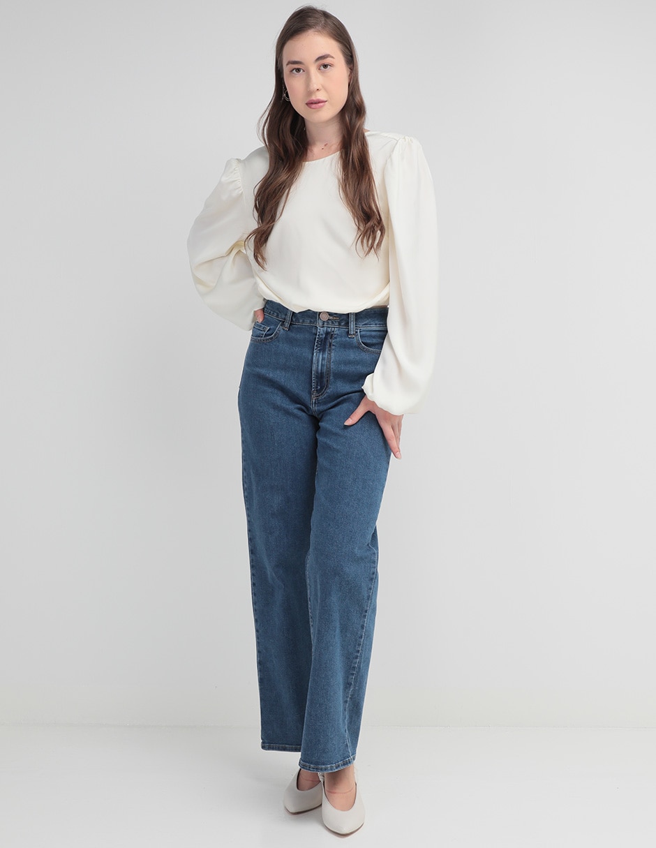 Jeans wide leg corte cintura para mujer 3