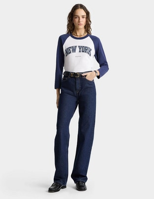 Jeans straight corte cintura para mujer 1