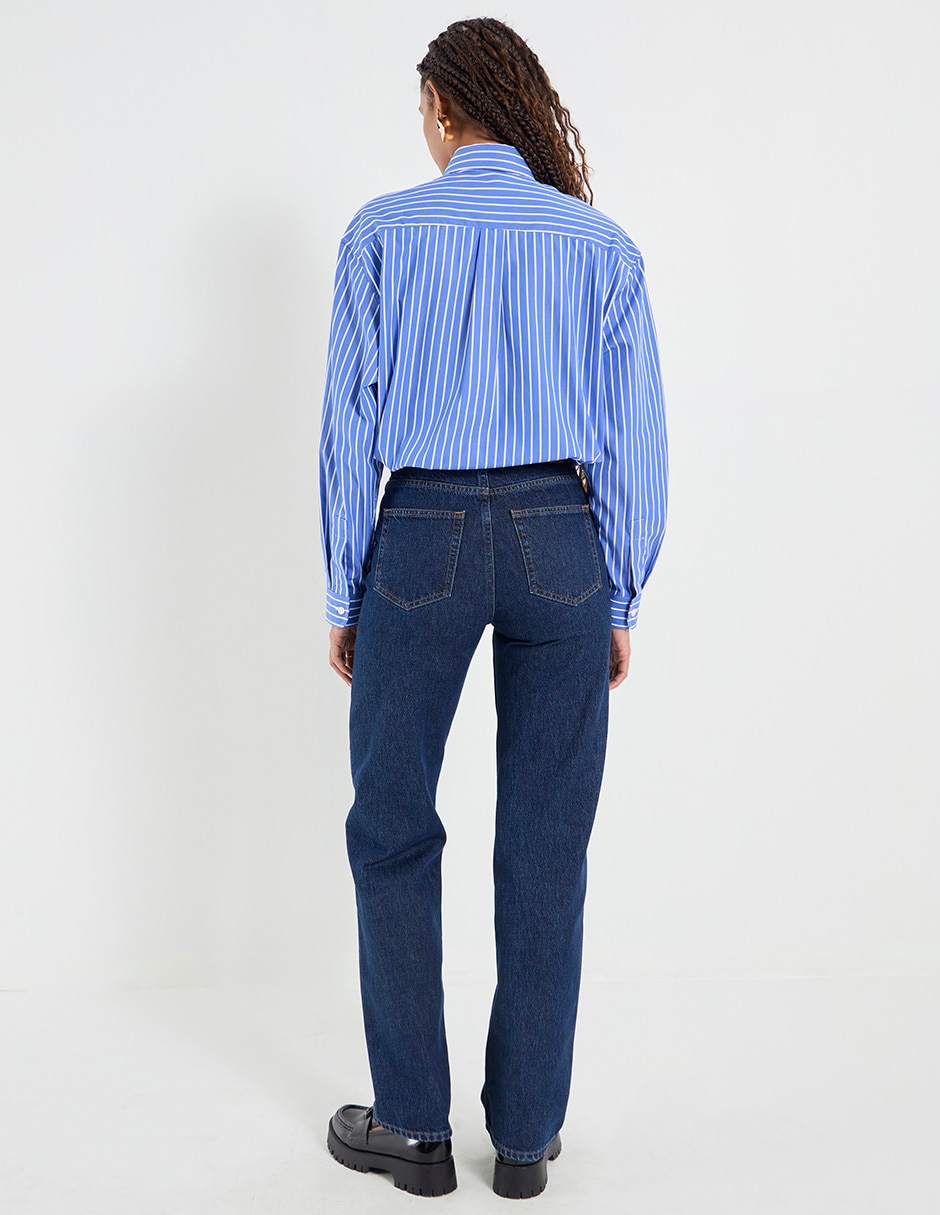 Jeans straight corte cintura para mujer 14