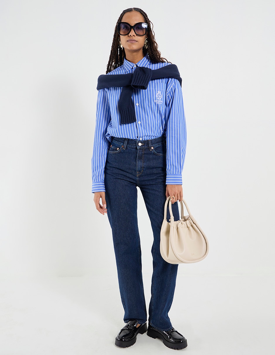 Jeans straight corte cintura para mujer 15
