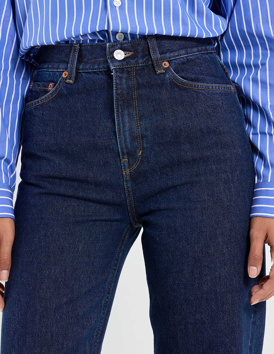 Jeans straight corte cintura para mujer 16