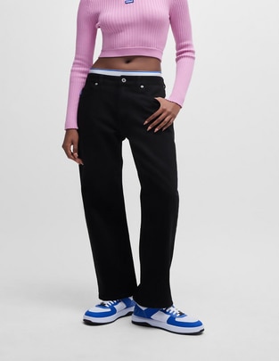 Jeans straight corte cintura para mujer Jeans straight corte cintura para mujer