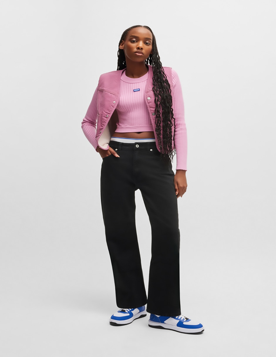 Jeans straight corte cintura para mujer 3