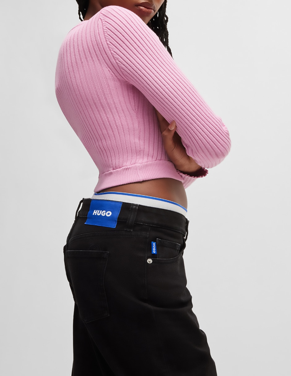 Jeans straight corte cintura para mujer 6