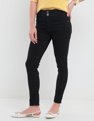 Jeans skinny corte cintura para mujer Jeans skinny corte cintura para mujer