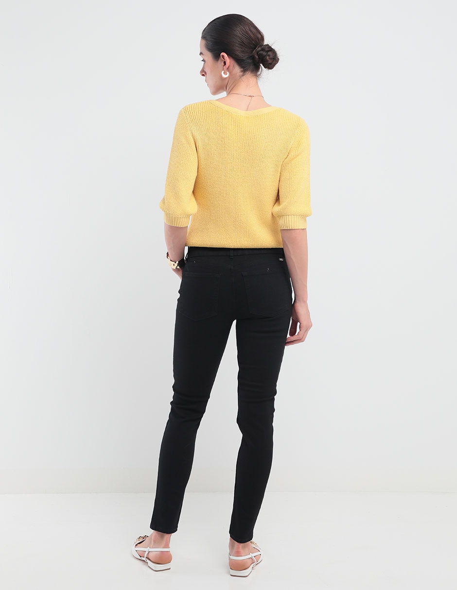 Jeans skinny corte cintura para mujer 4