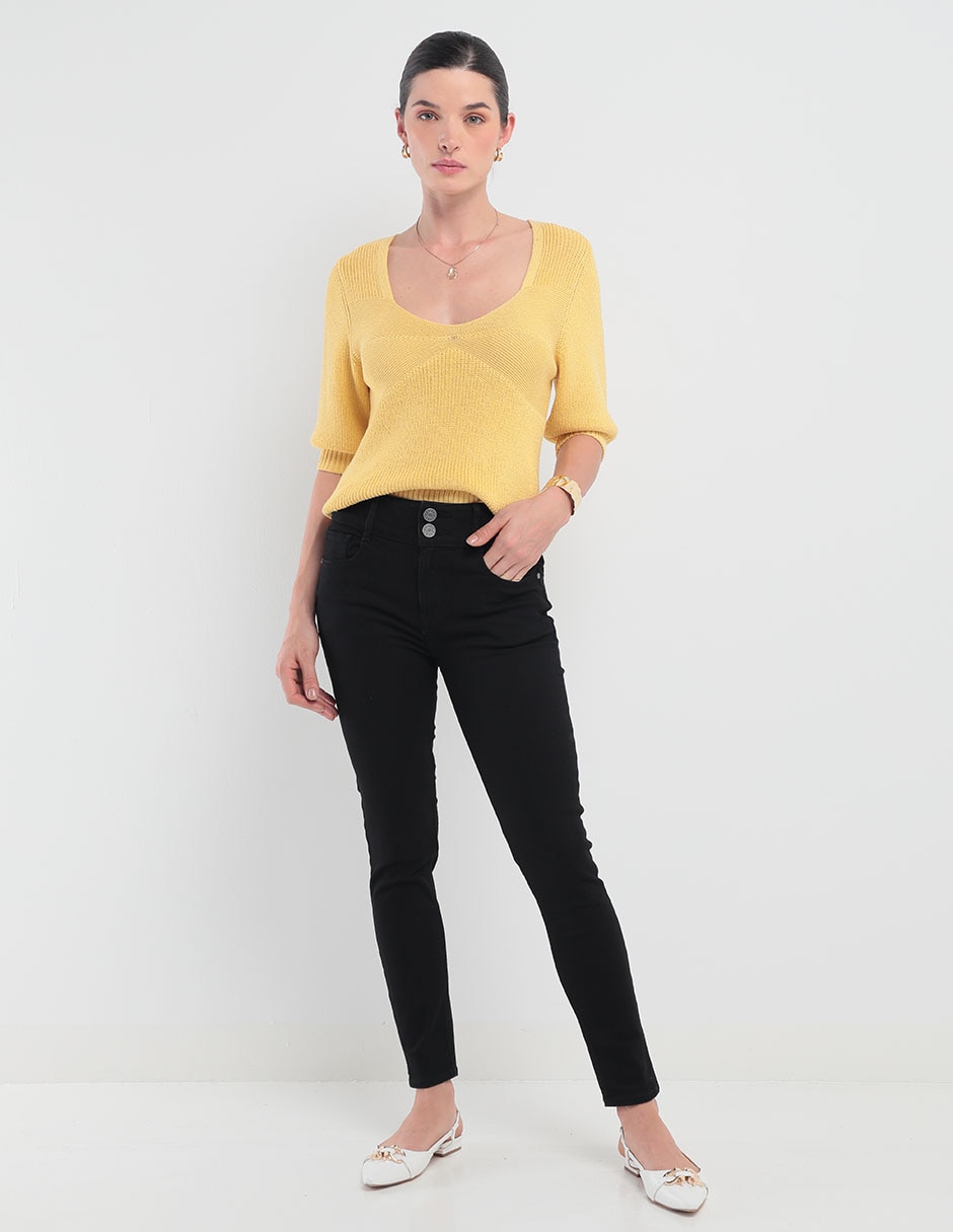 Jeans skinny corte cintura para mujer 3