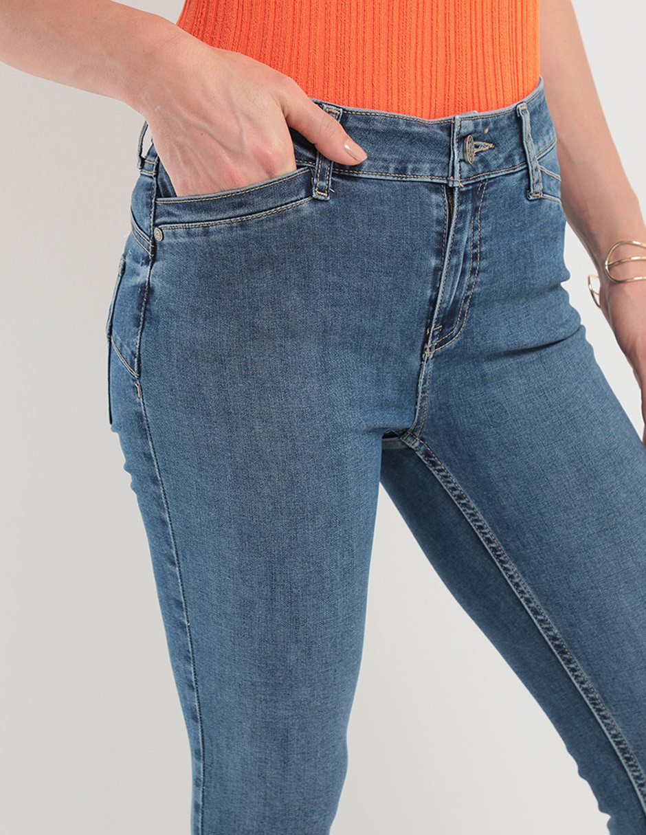 Jeans skinny corte cintura para mujer 4