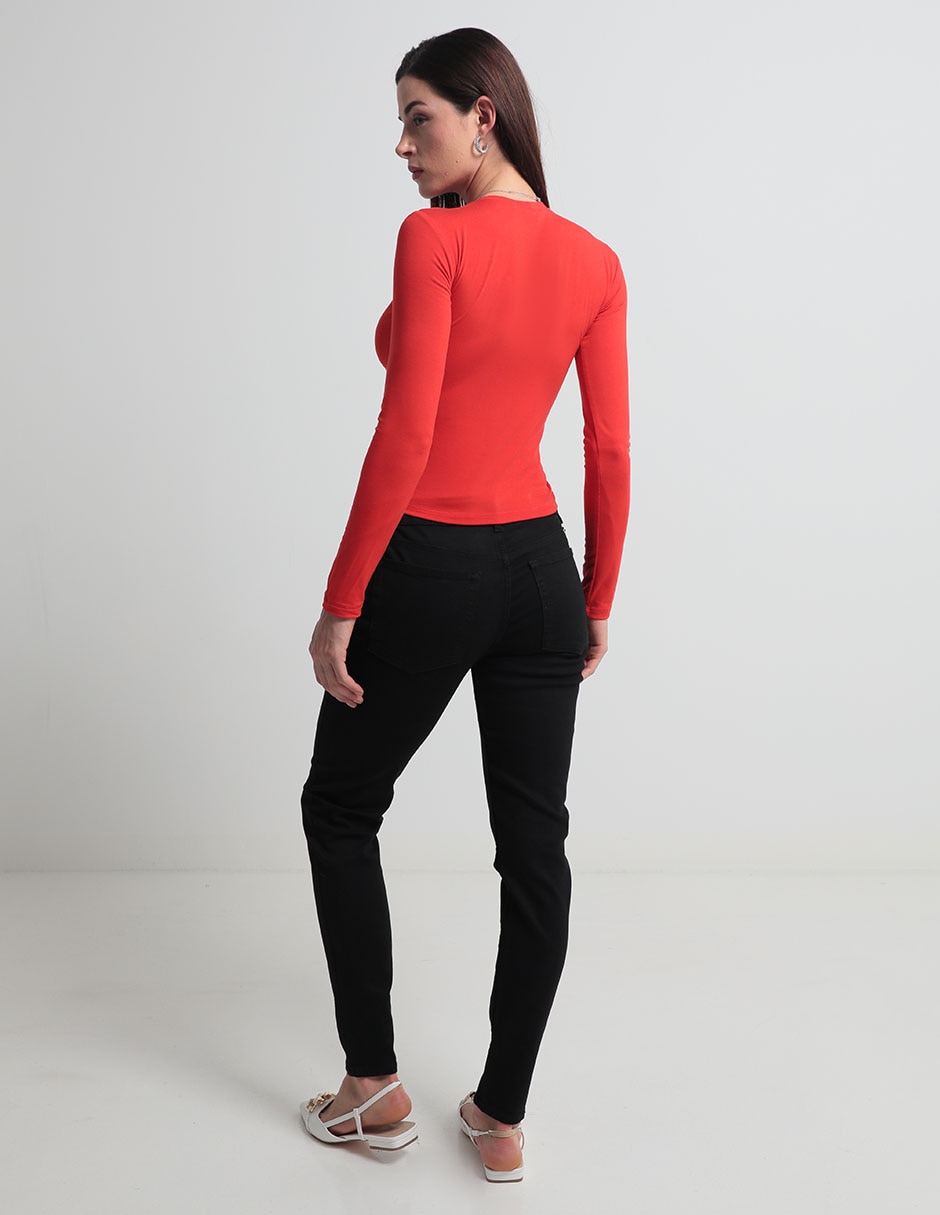 Jeans straight corte cintura para mujer 2