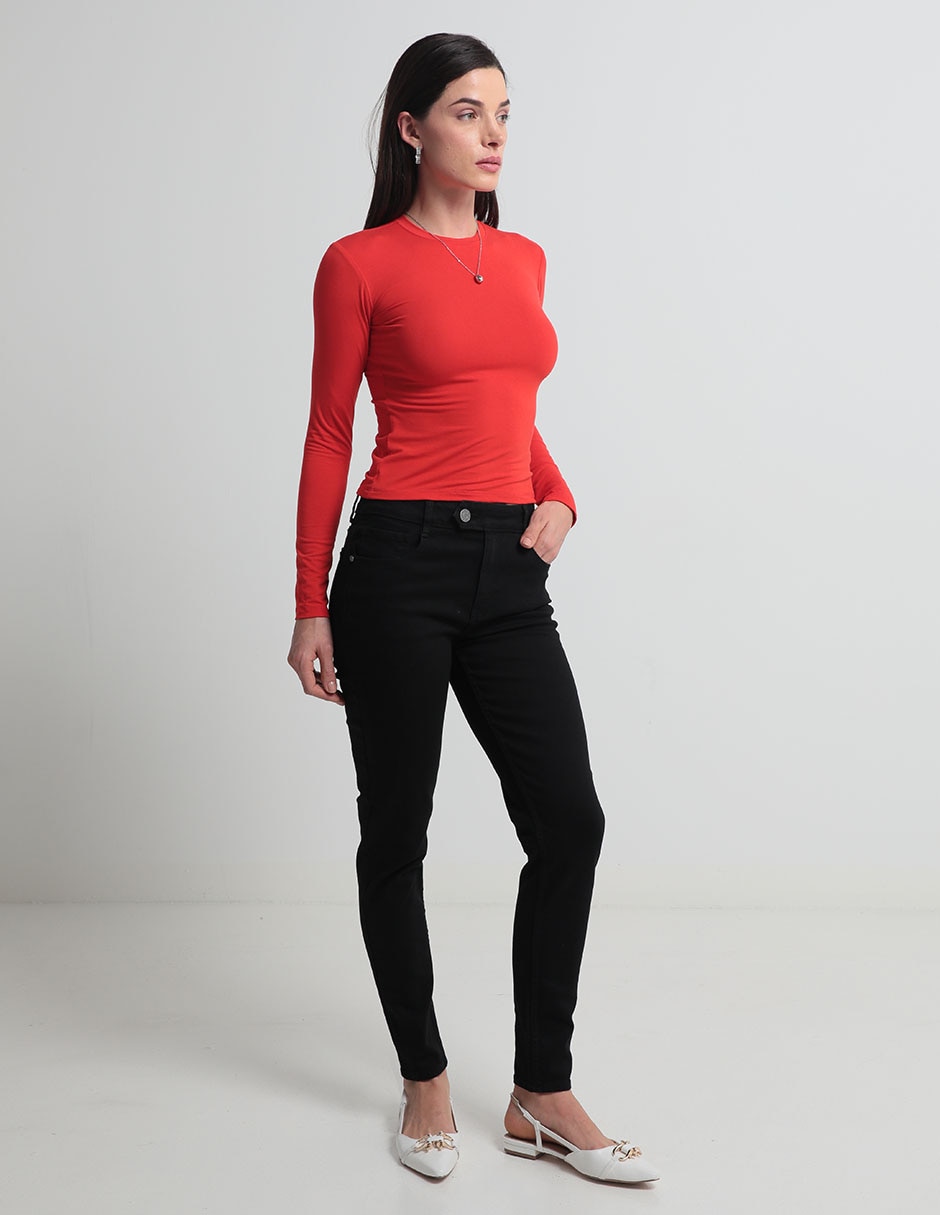 Jeans straight corte cintura para mujer 3