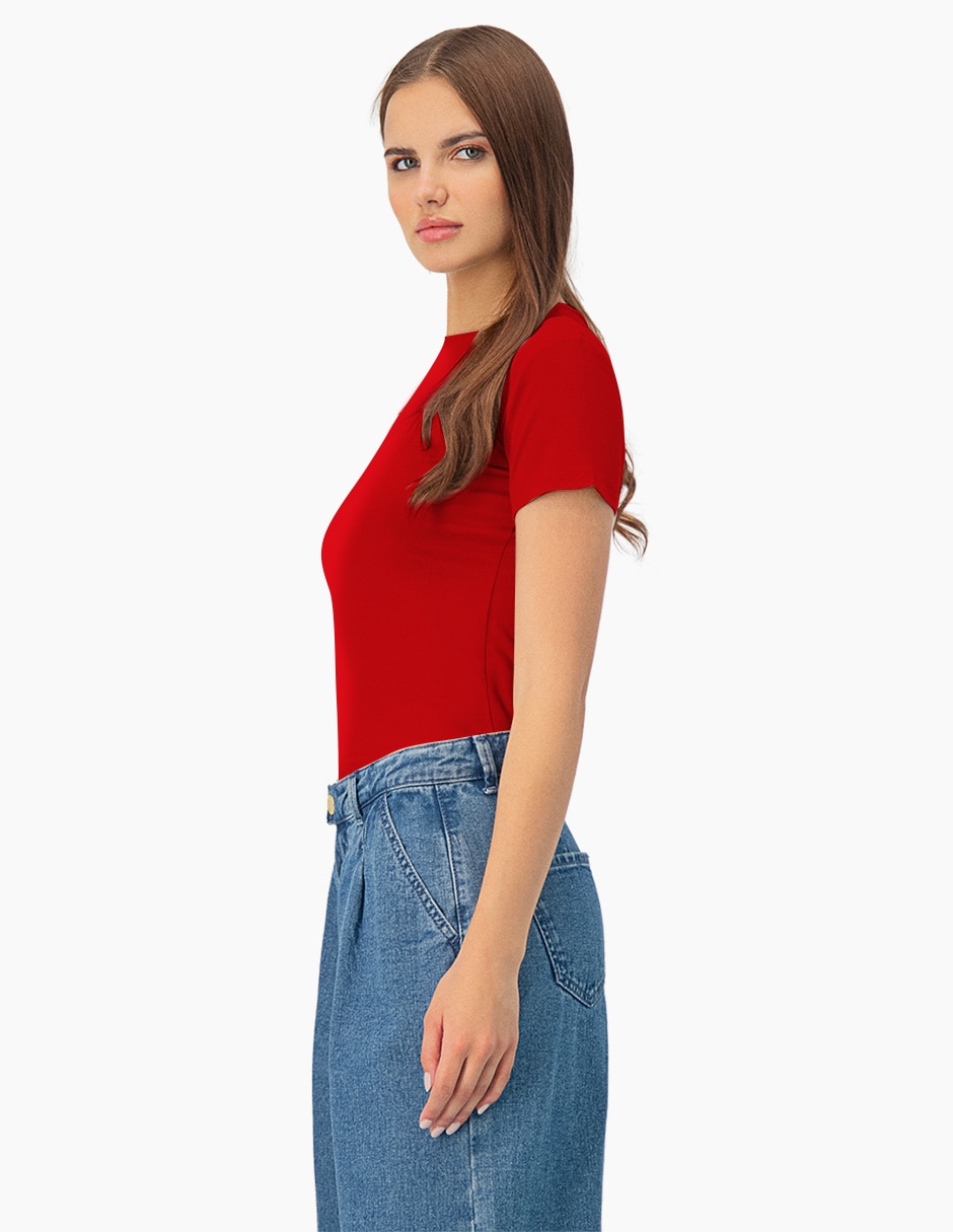 Playera manga corta cuello redondo mujer 4