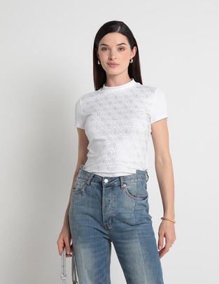 Playera manga corta cuello redondo para mujer