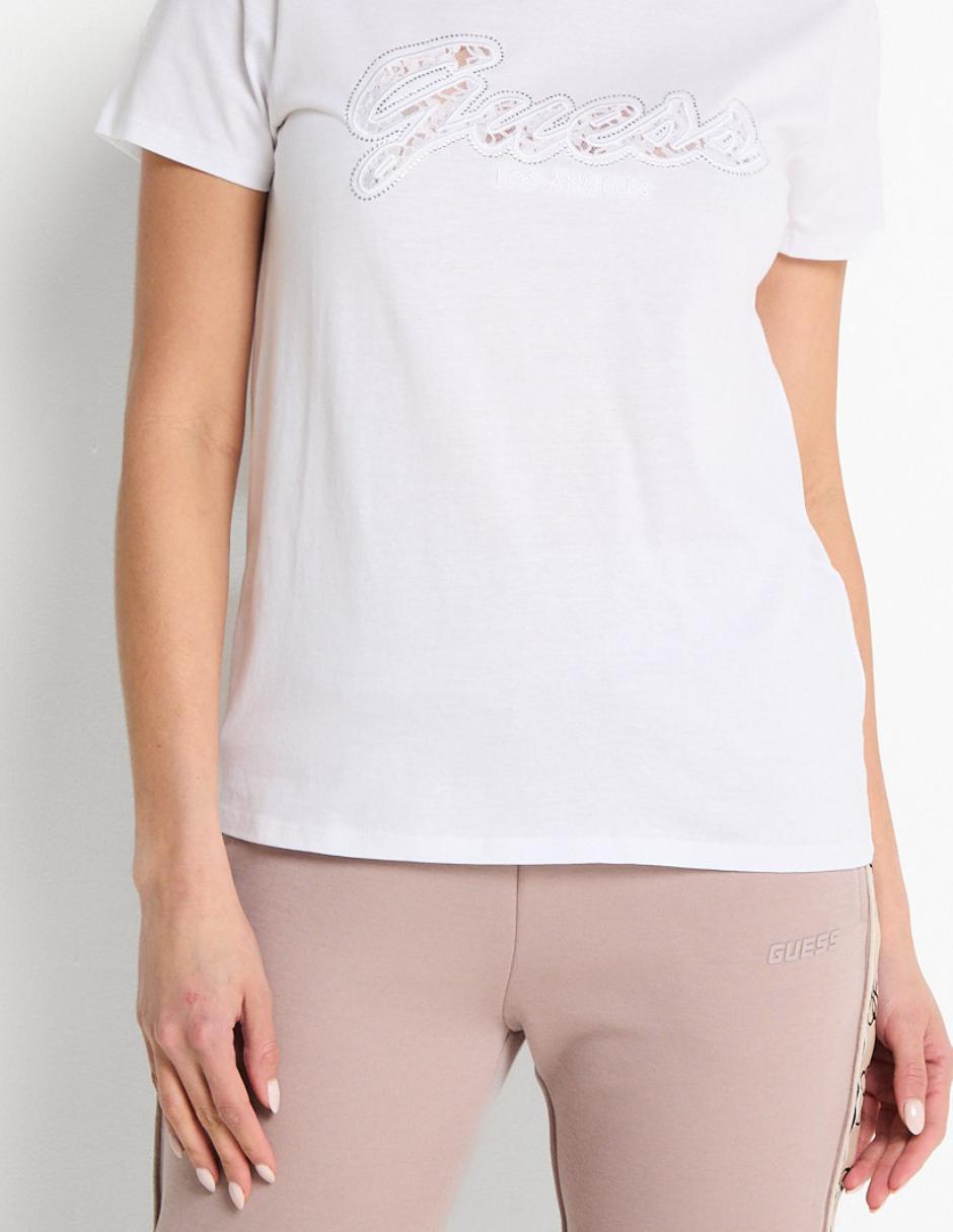 Playera manga corta Guess cuello redondo para mujer