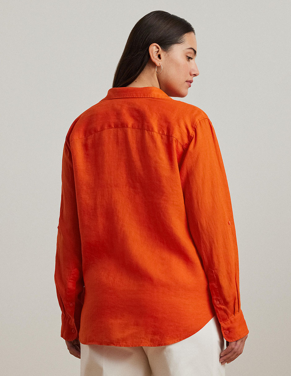 Blusa camisera lauren plus manga larga para mujer