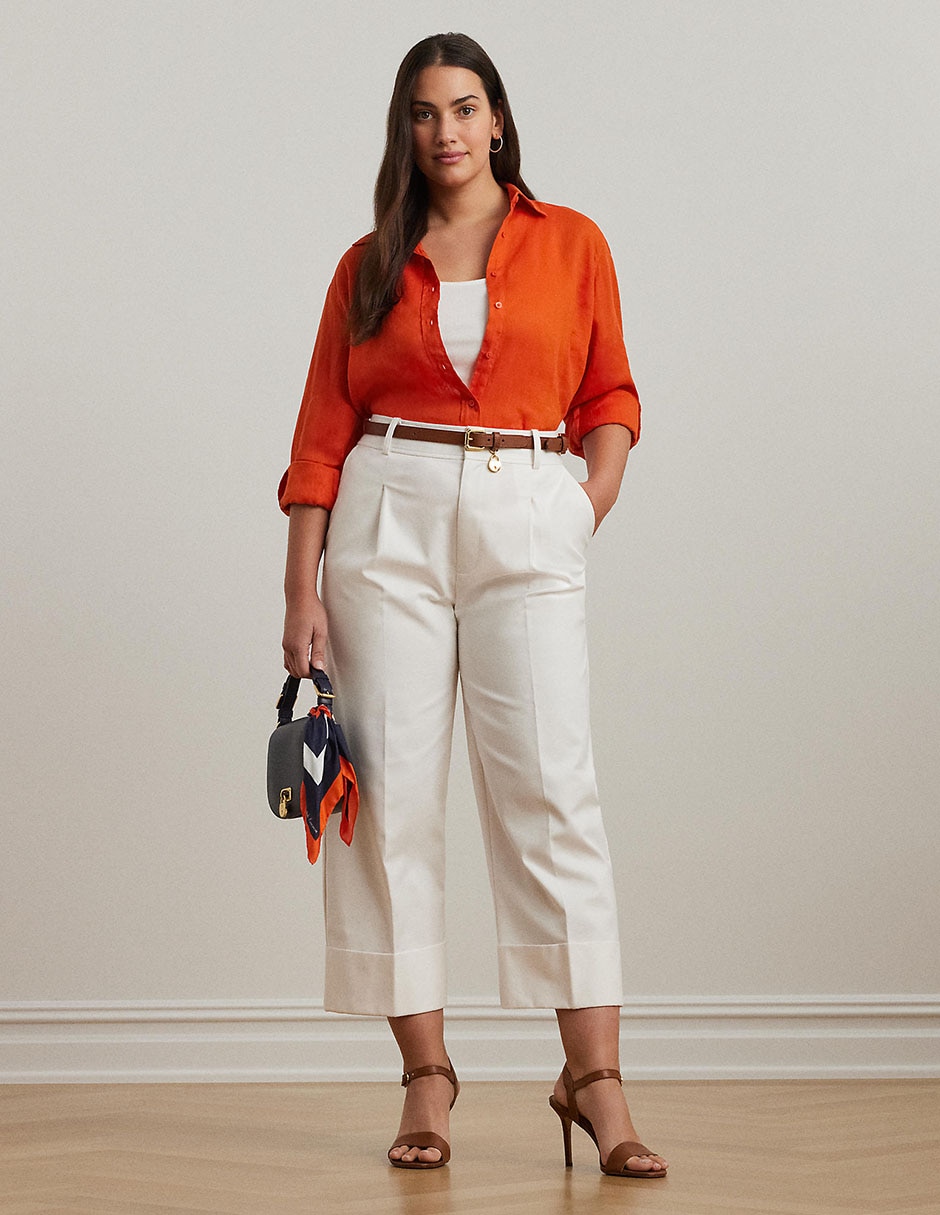 Blusa camisera lauren plus manga larga para mujer