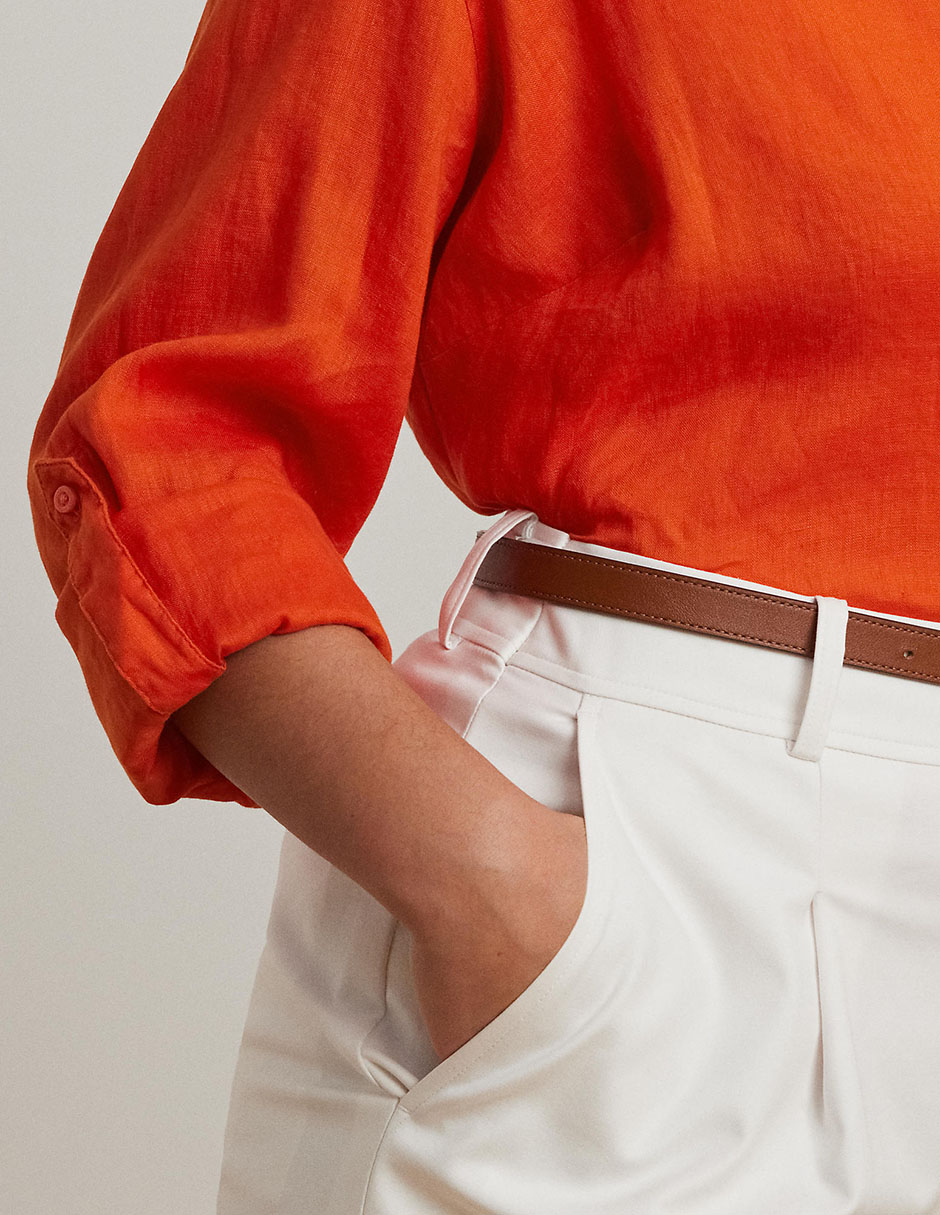 Blusa camisera lauren plus manga larga para mujer