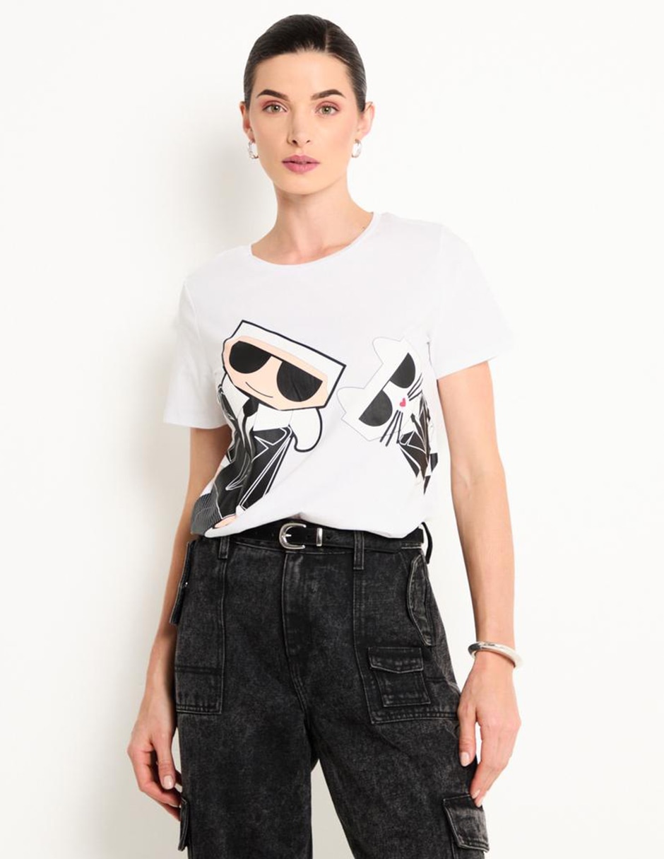 Playera manga corta cuello redondo mujer