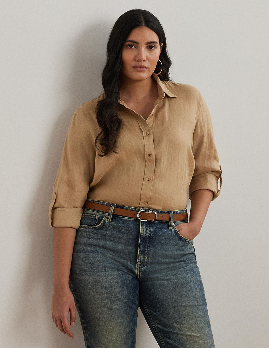 Blusa camisera manga larga para mujer