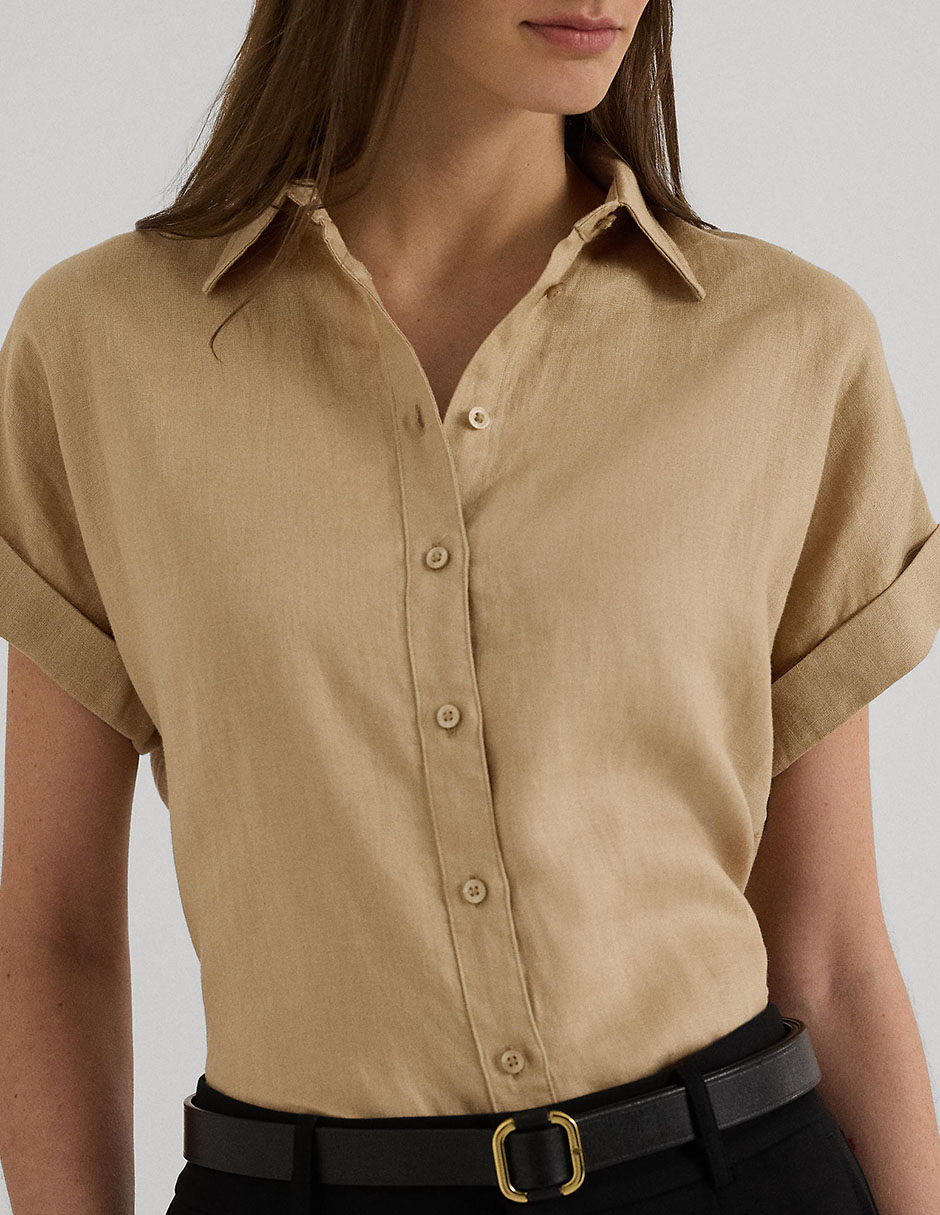 Blusa camisera manga corta para mujer 4