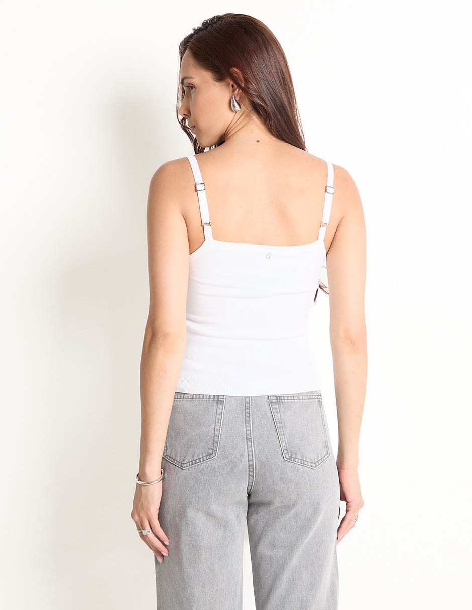 Top Guess escote cuadrado tirante ajustable