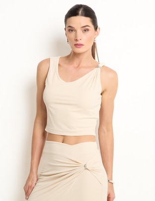 Top cuello redondo tirante ancho Top cuello redondo tirante ancho