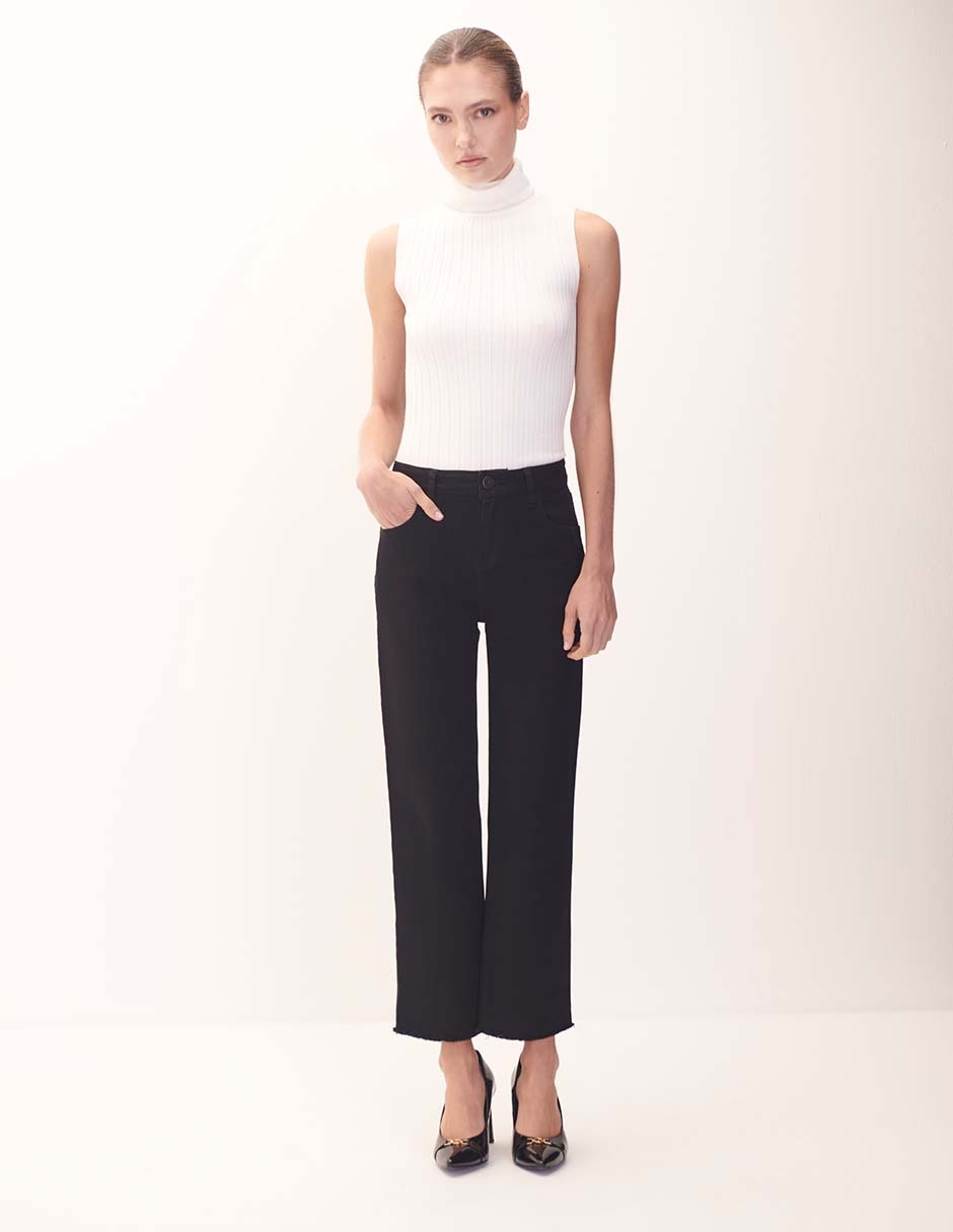 Jeans straight corte cintura para mujer 2