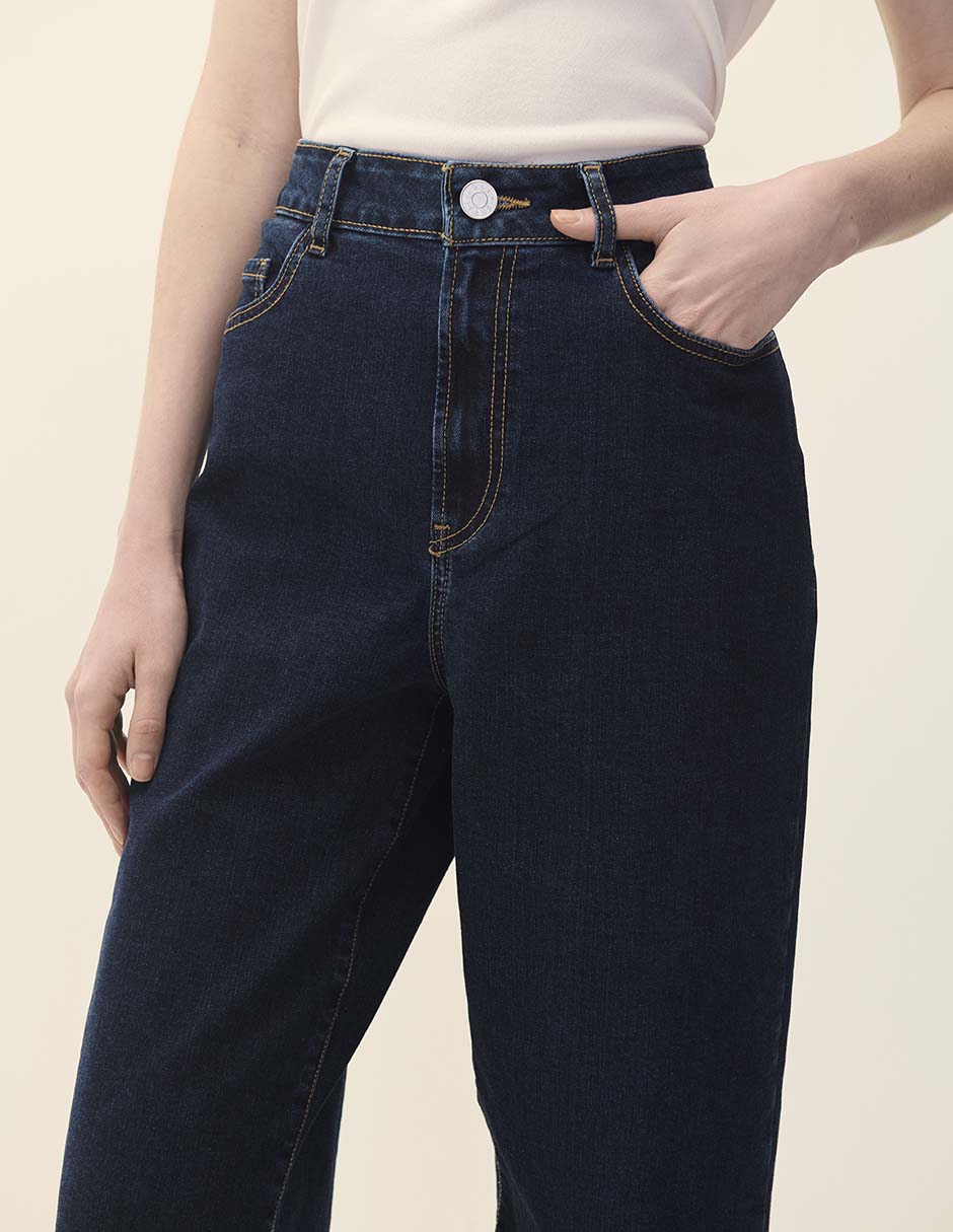 Jeans relaxed wide leg corte cintura alta para mujer 4