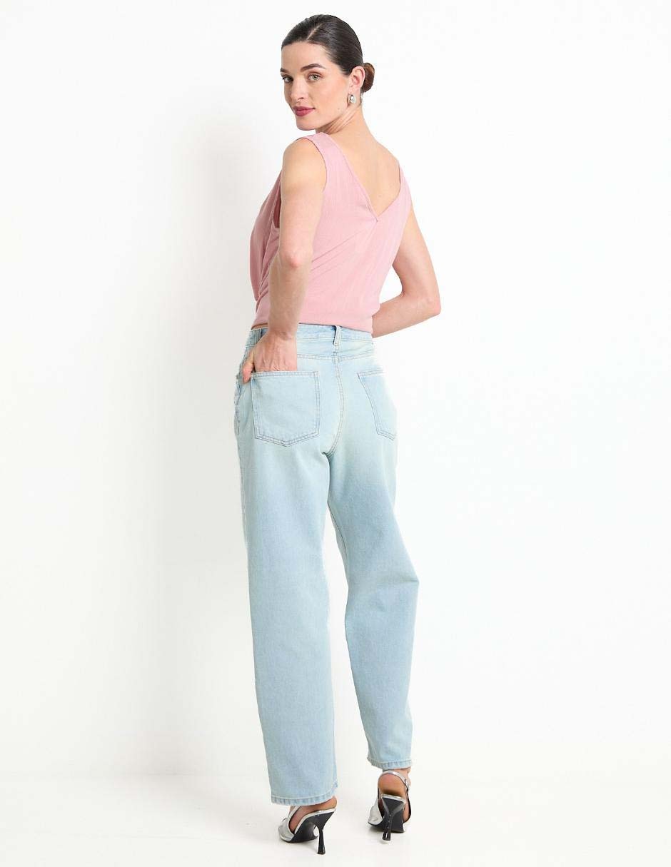 Jeans straight corte cintura para mujer 2