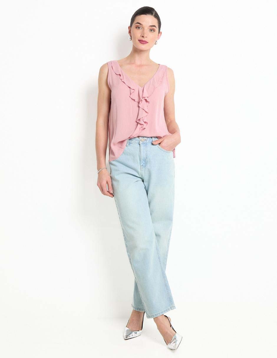 Jeans straight corte cintura para mujer 3