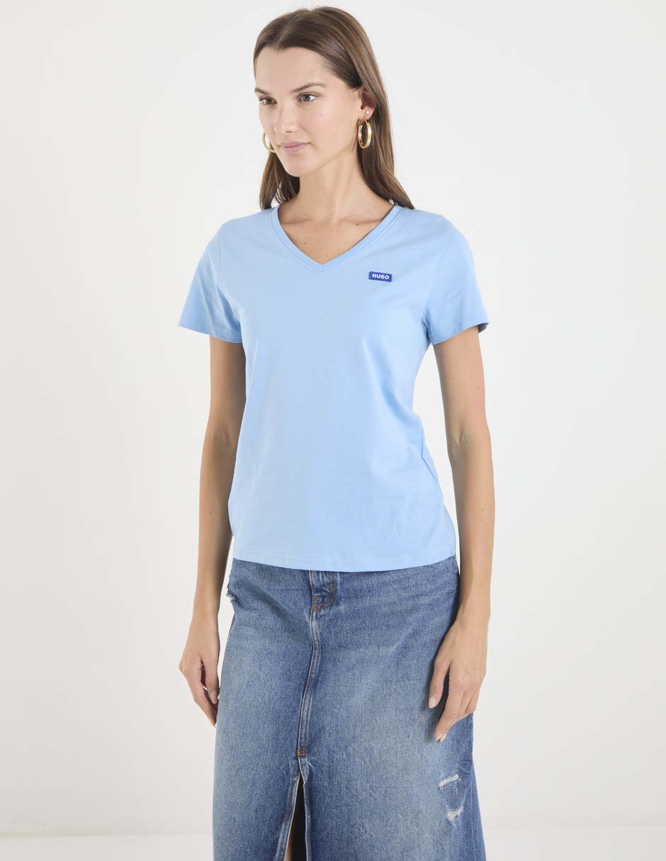 Playera manga corta cuello v mujer