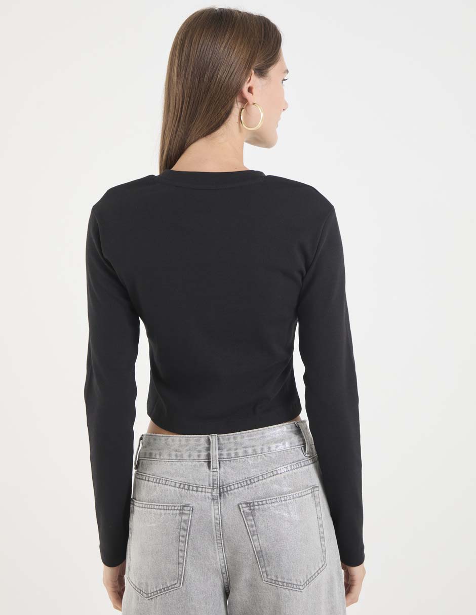 Top Hugo Blue cuello redondo escote regular