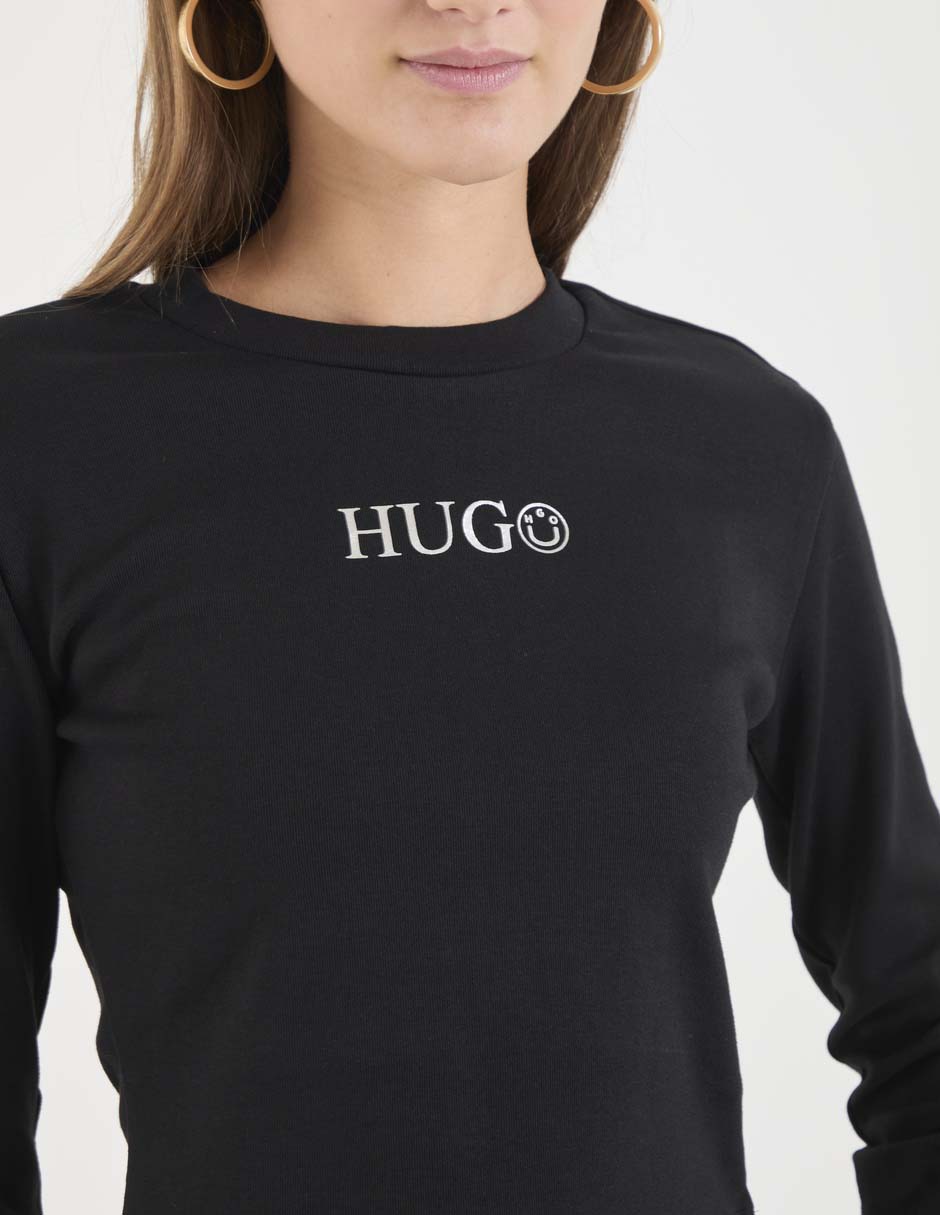 Top Hugo Blue cuello redondo escote regular