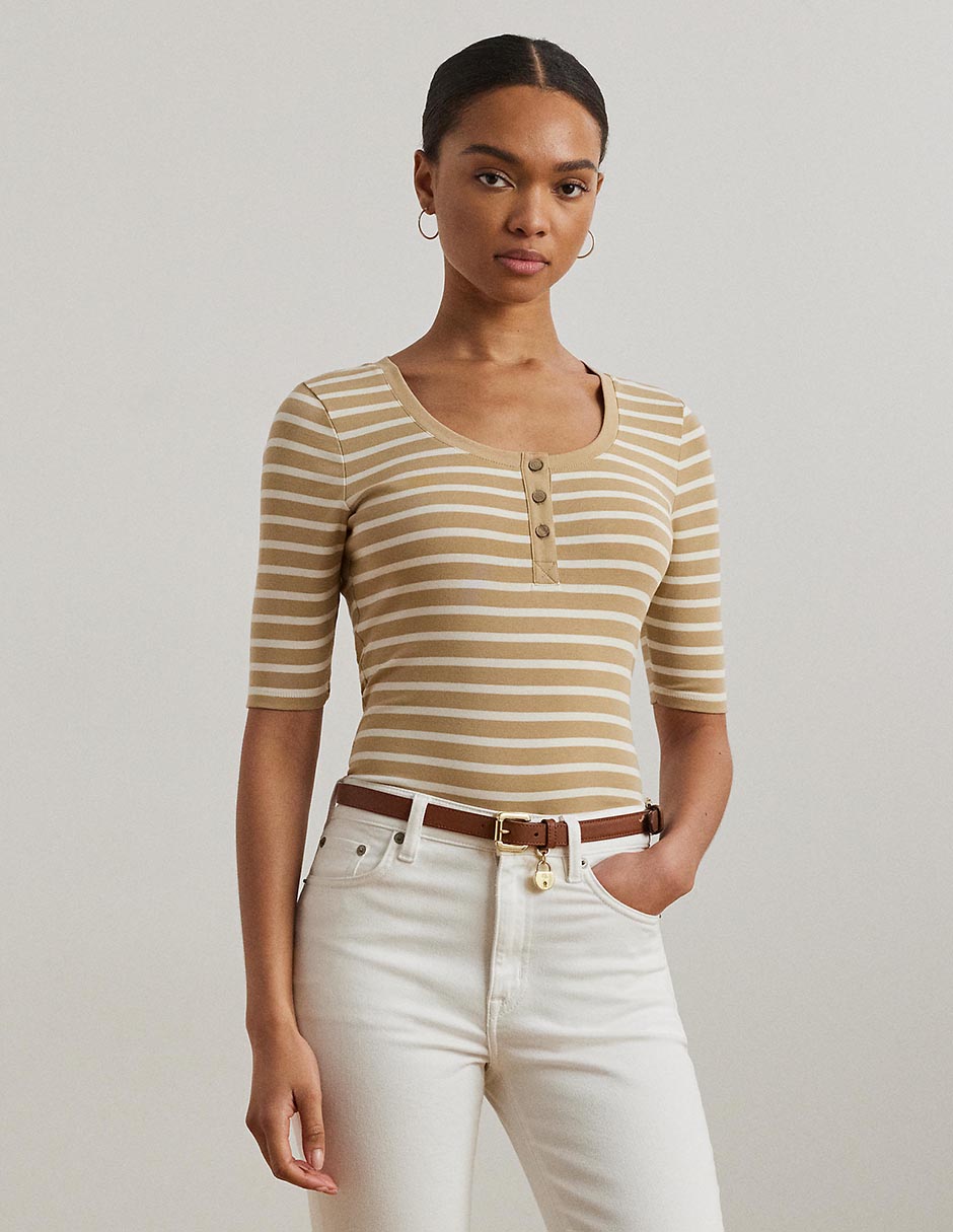 Playera manga al codo cuello redondo para mujer Playera manga al codo cuello redondo para mujer