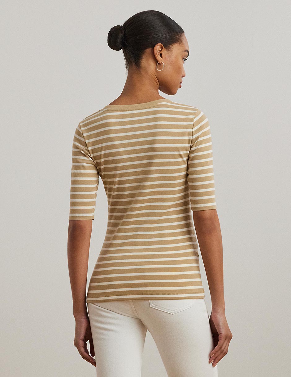 Playera manga al codo cuello redondo para mujer 3