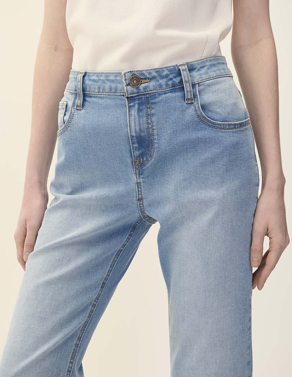 Jeans straight corte cintura para mujer 2