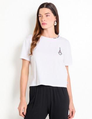 Playera manga corta cuello redondo para mujer Playera manga corta cuello redondo para mujer