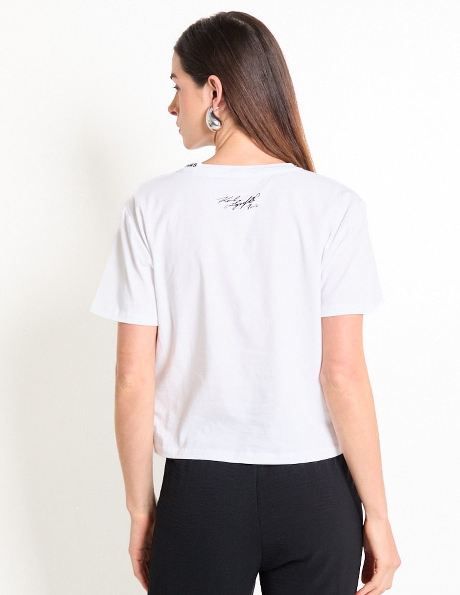 Playera manga corta Karl Lagerfeld Paris cuello redondo para mujer