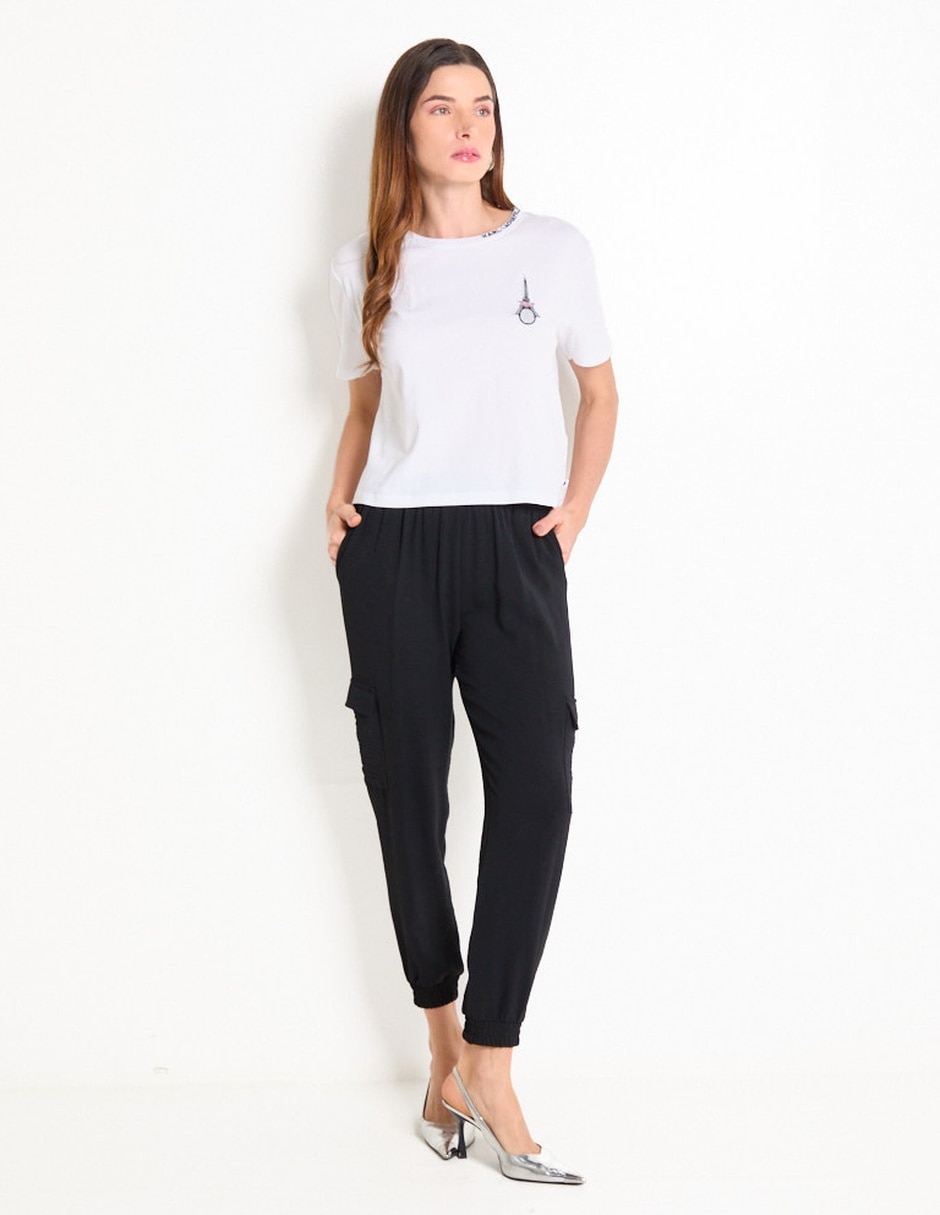 Playera manga corta Karl Lagerfeld Paris cuello redondo para mujer