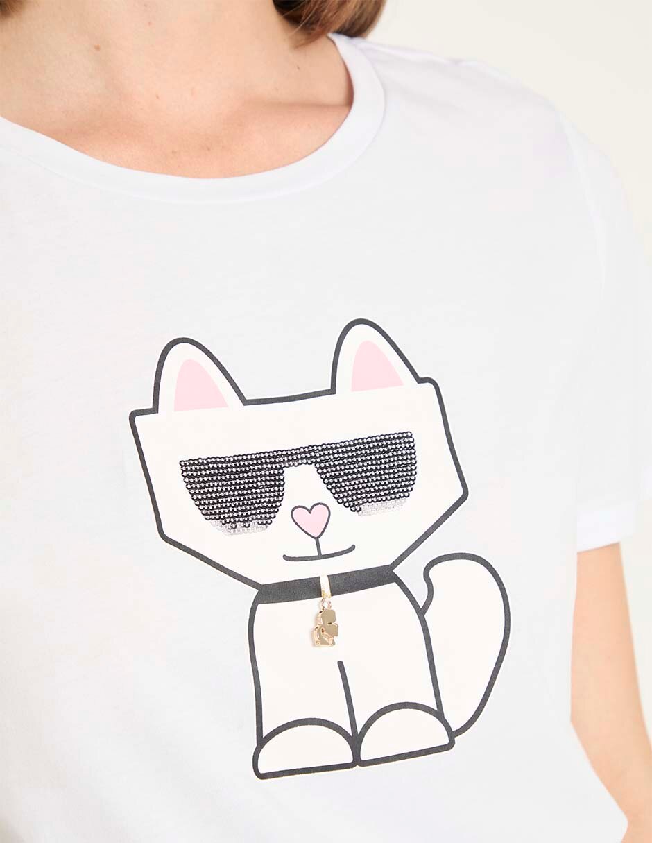 Playera manga corta Karl Lagerfeld Paris cuello redondo para mujer
