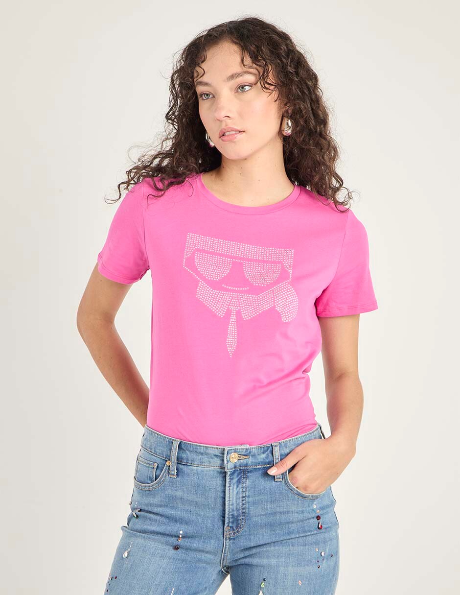 Playera manga corta Karl Lagerfeld Paris cuello redondo para mujer