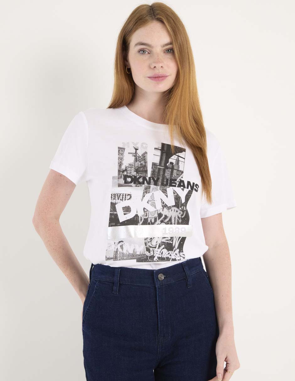Playera manga corta cuello redondo para mujer