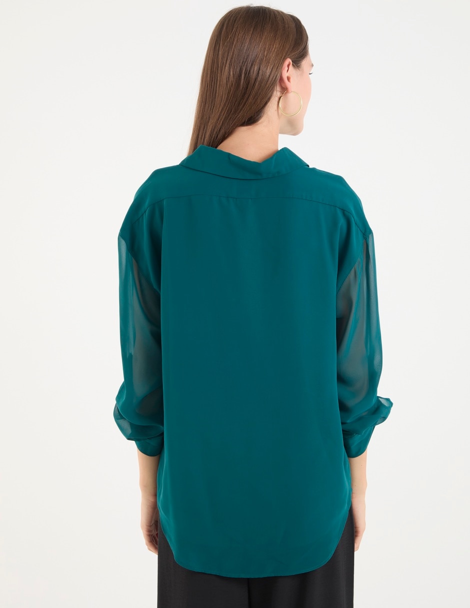 Blusa camisera manga larga para mujer 7