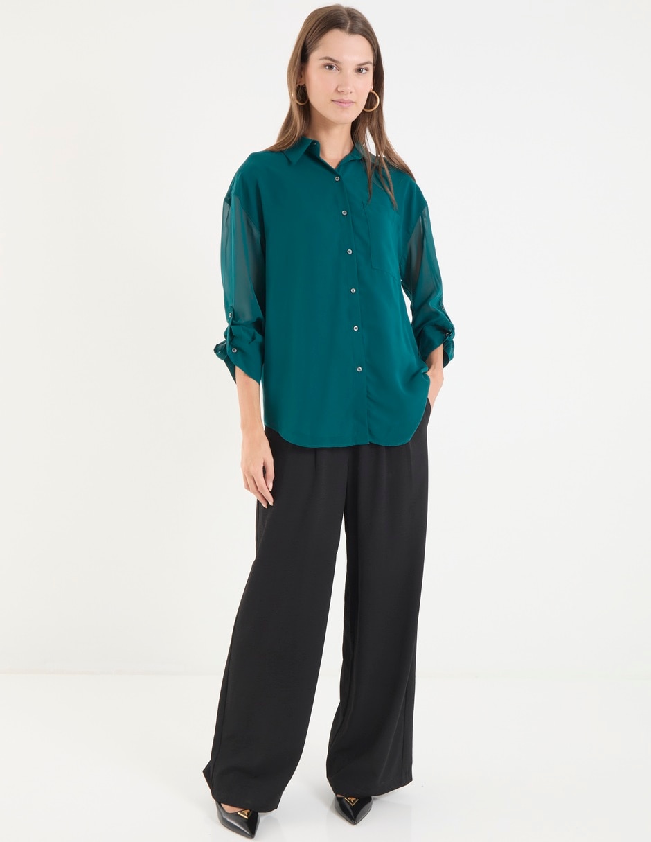 Blusa camisera manga larga para mujer 8